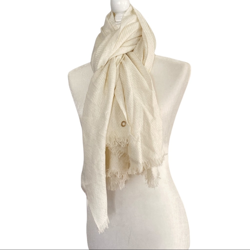 Calvin Klein Twill Lurex Scarf Eggshell